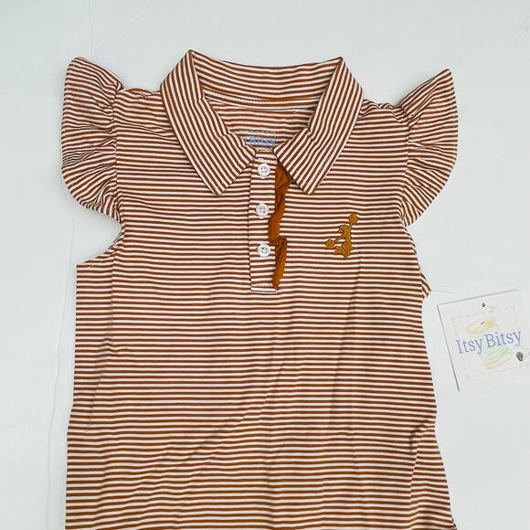 NWT Itsy Bitsy Size 8 Burnt Orange Game Day Polo Dress - Picture 3 of 4
